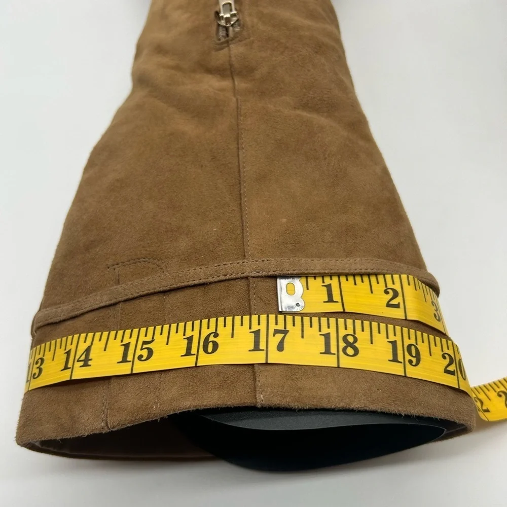 Sam Edelman Lyla Taupe Suede Knee High Boots Wide Calf Size 6.5 Kitten Heel NIB